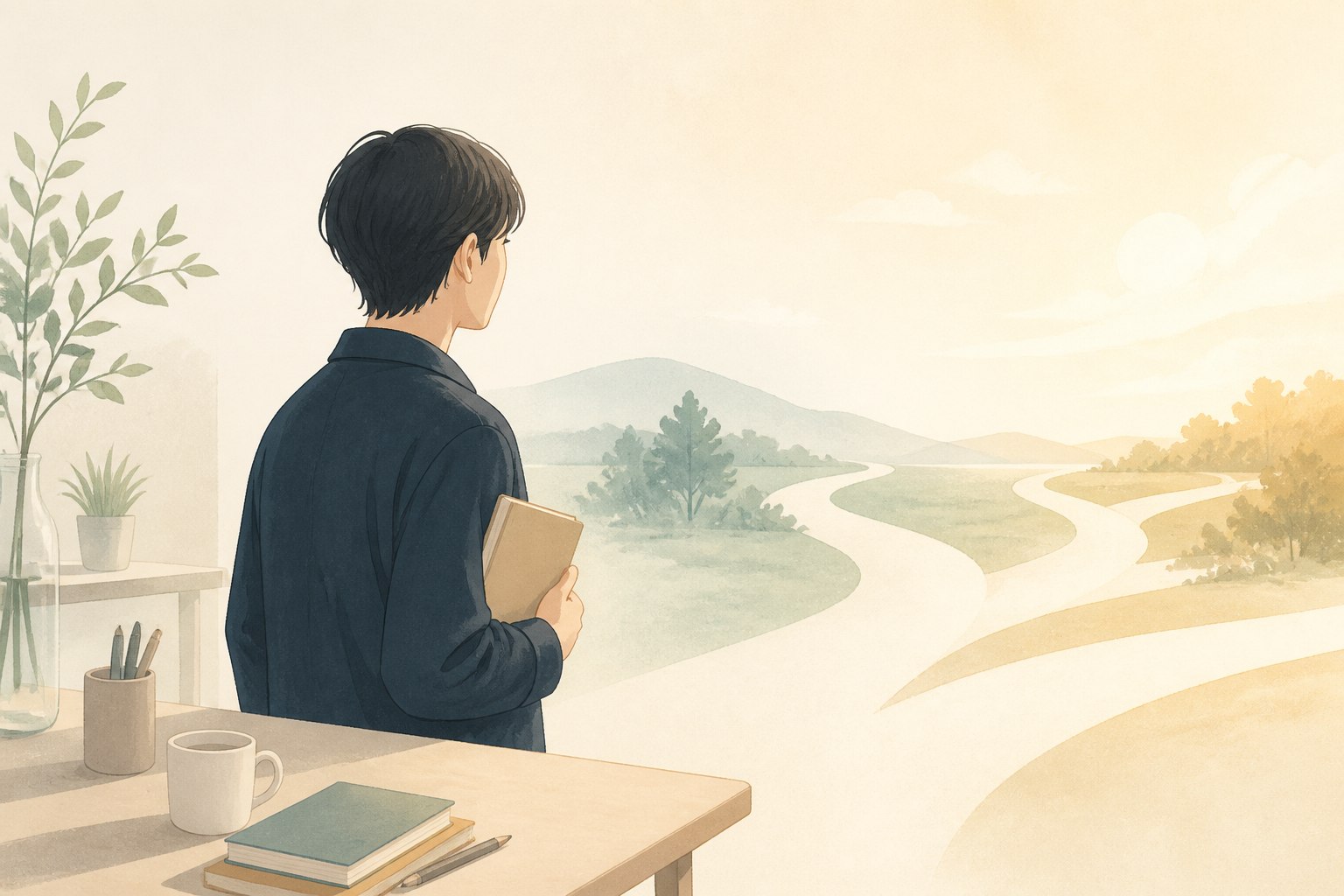 仕事選びの3つの道を考える20代のイラスト